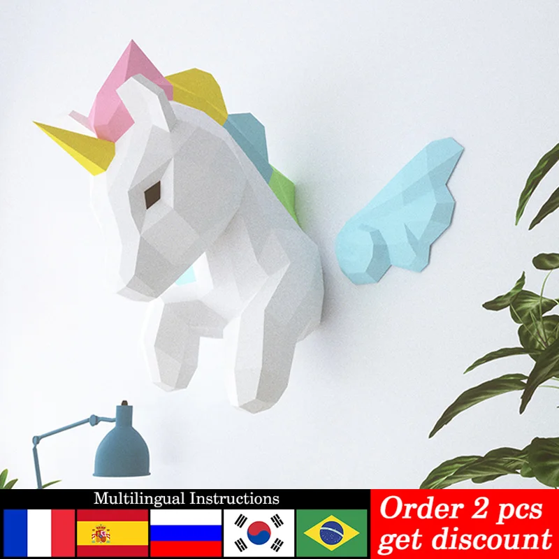 Wallpaper Art And Craft - Rainbow Unicorn Animal Wall Decor Home