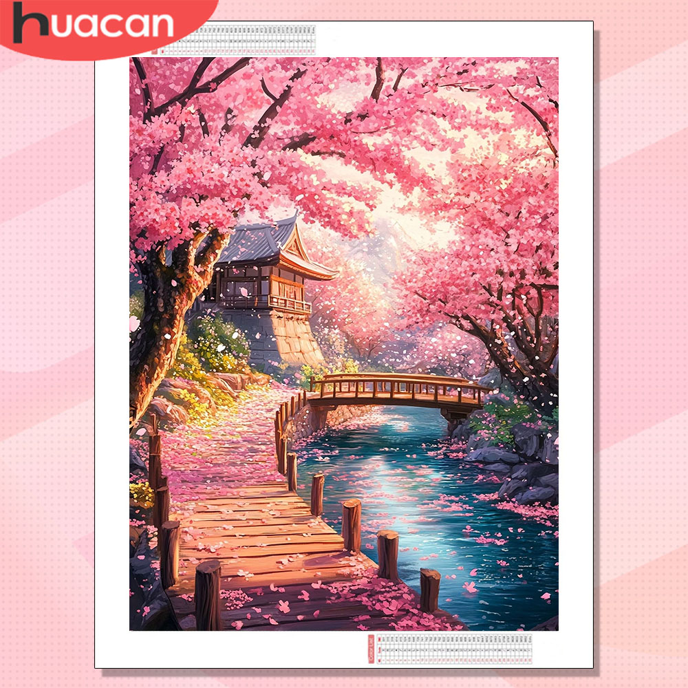 Wallpaper Art And Craft - HUACAN Diamond Art House Landscape Hobby