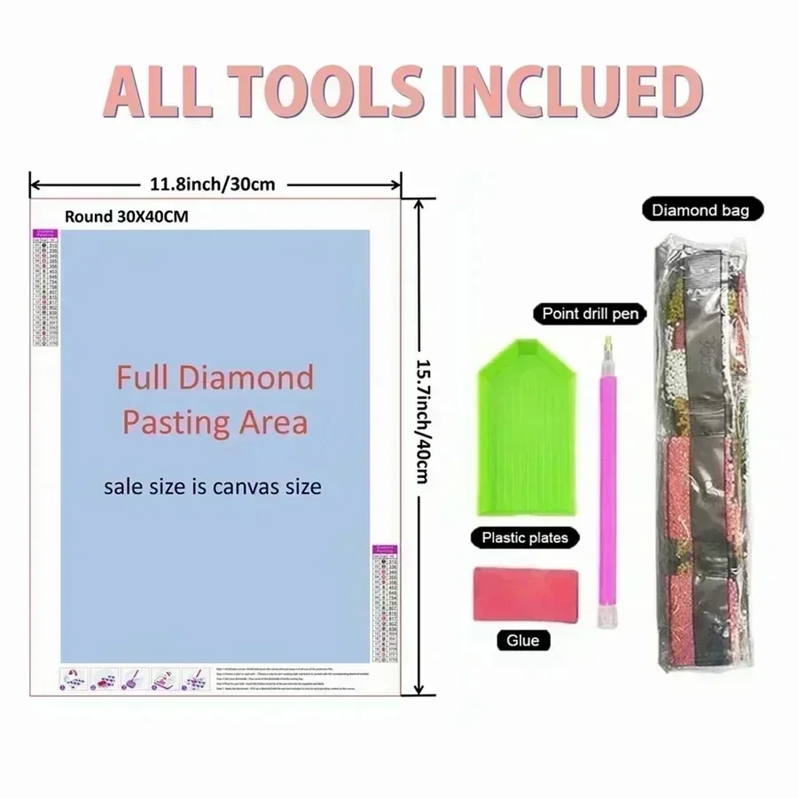 5D DIY Full Round Drill Diamon - Wallpaper Art And Craft recension och pris