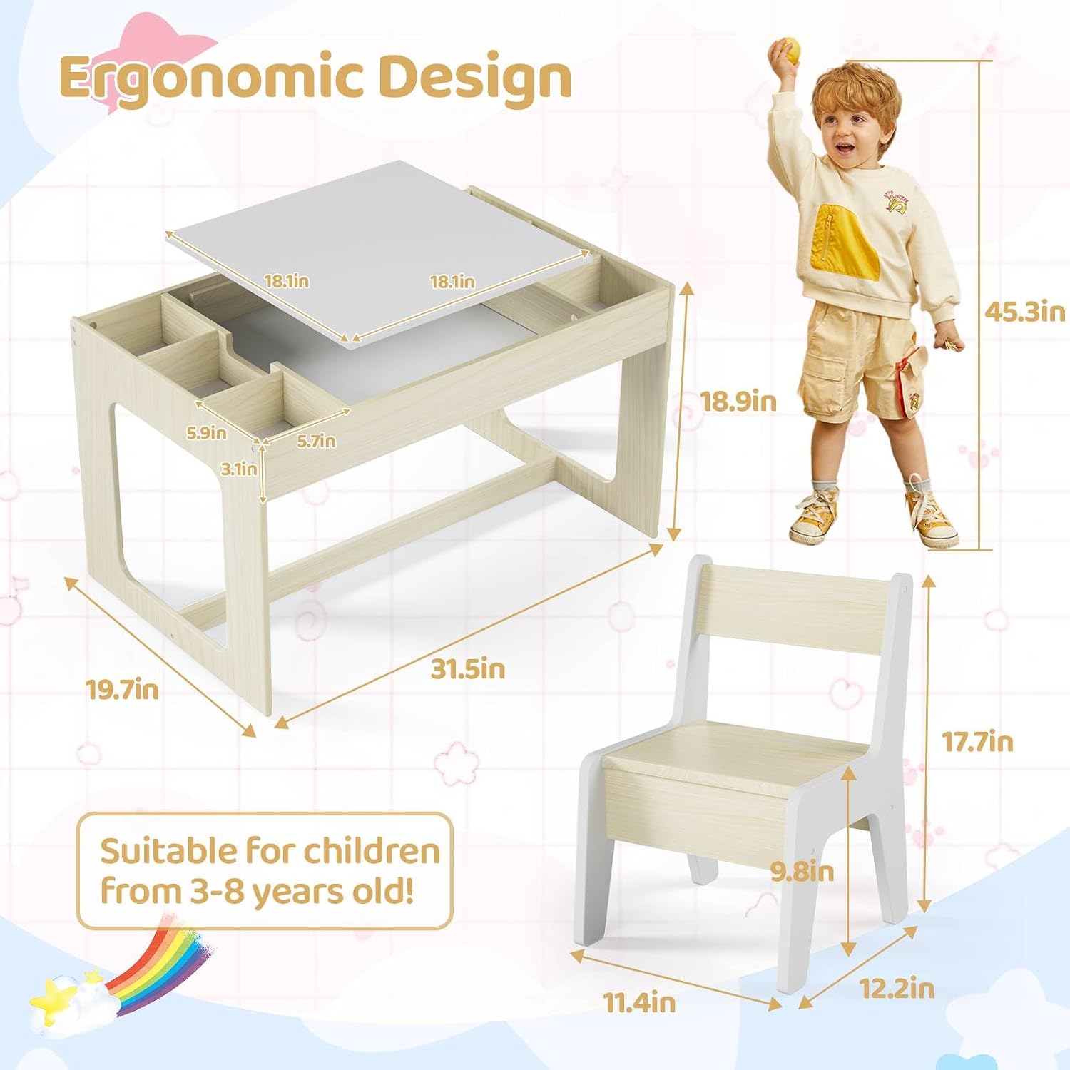3 in 1 Kids Art Table and Chai - Art And Craft For Nursery recension och pris