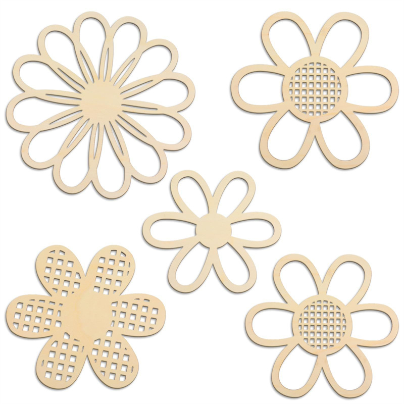 5pcs Wooden Flower Wall Decor  - Art And Craft For Nursery recension och pris
