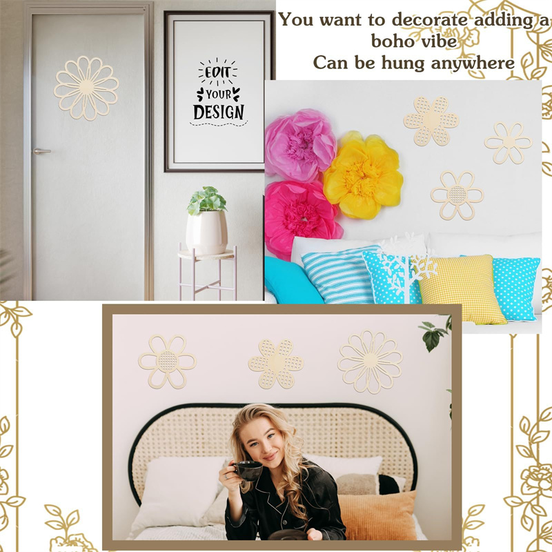 5pcs Wooden Flower Wall Decor  - Art And Craft For Nursery recension och pris