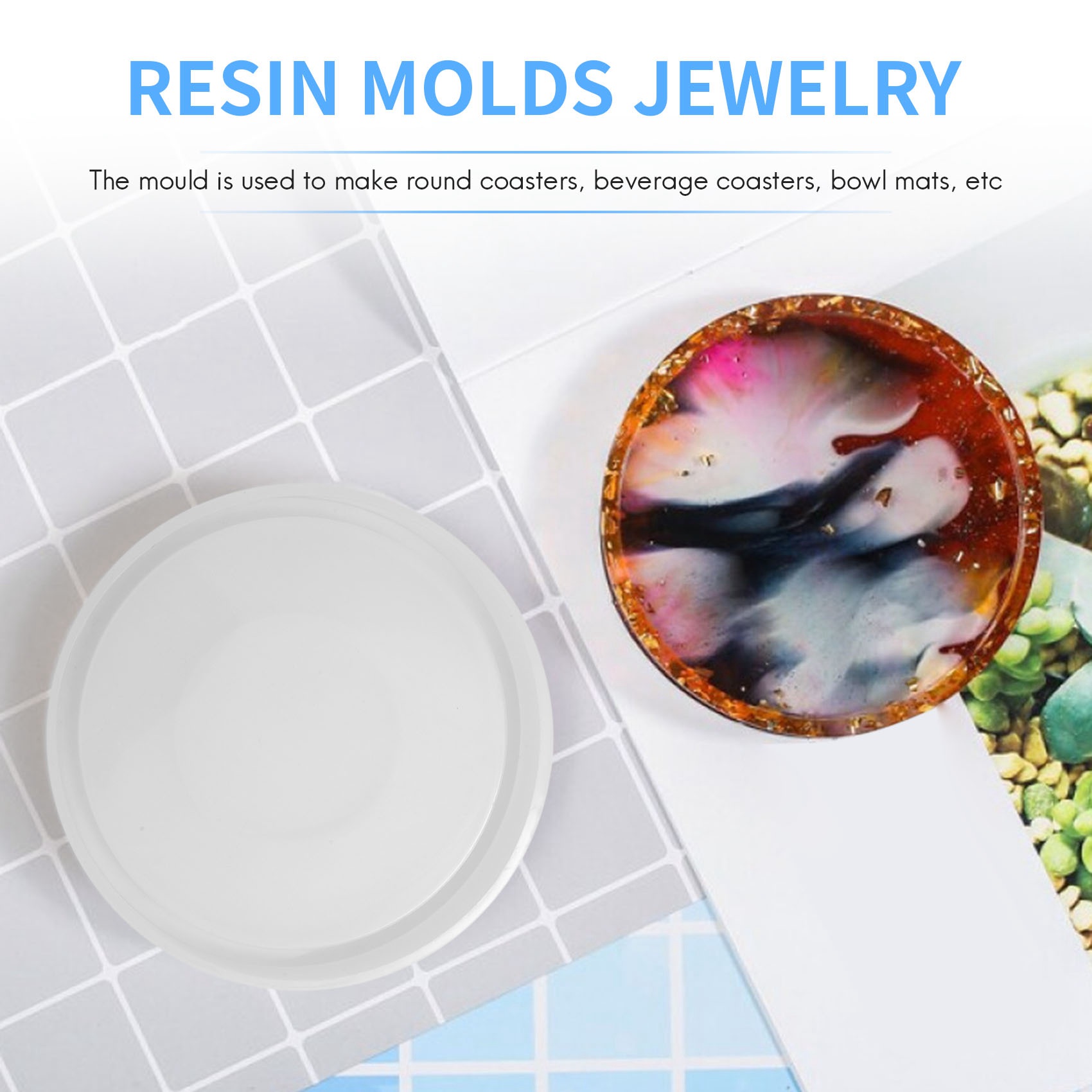 ABQR 4 Pack Big Diy Round Coas - Resin Casting Mold recension och pris