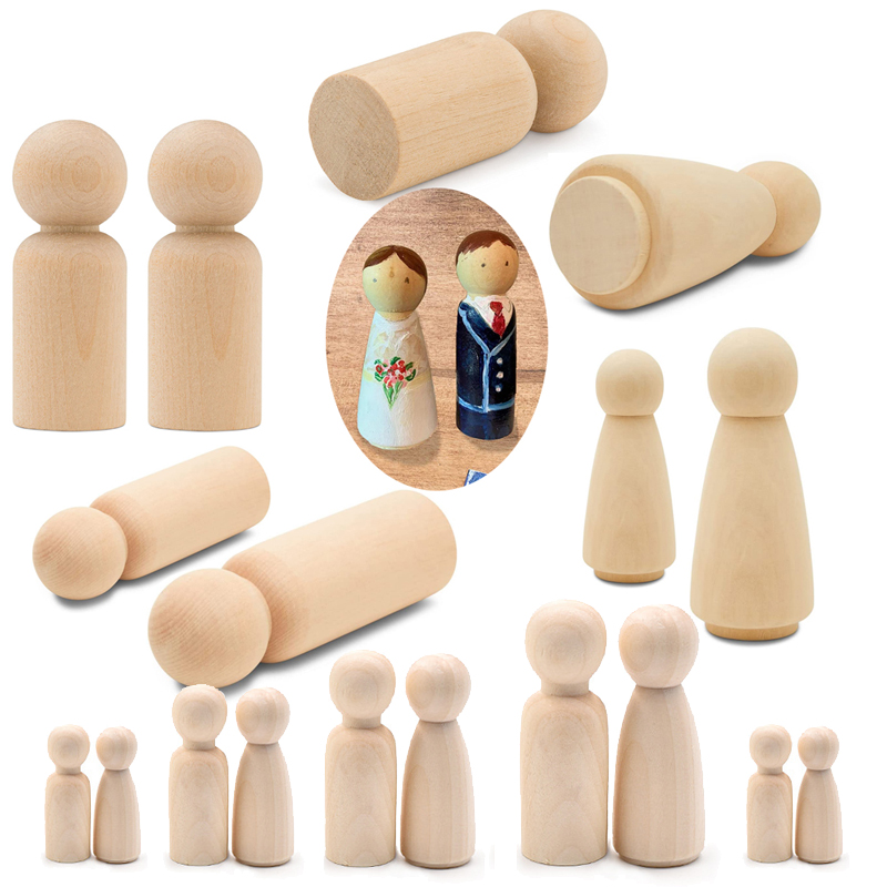 5Pcs Unfinished Wood Peg Dolls - Art And Craft For Nursery recension och pris